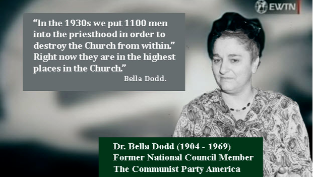 Infiltration into the Catholic Church quoted Dr. Bella Dodd, communist member